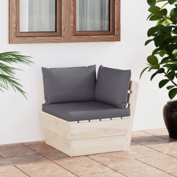 vidaXL Canapea de grădină din paleți, colțar, cu perne, lemn molid