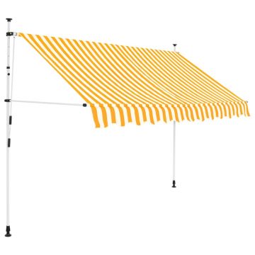 vidaXL Copertină retractabilă manual, portocaliu și alb, 250 cm, dungi