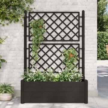 vidaXL Jardinieră de grădină cu spalier, antracit, 100x43x142, PP