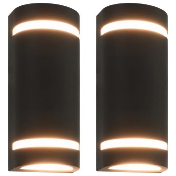 vidaXL Lămpi de perete pentru exterior 2 buc. negru 35 W semirotund