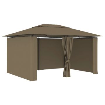 vidaXL Pavilion de grădină cu perdele, gri taupe, 4 x 3 m, 180 g/m²