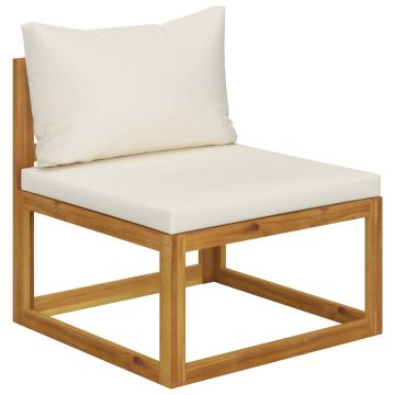vidaXL Set canapea 2 piese cu perne alb crem, lemn masiv de acacia