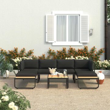 vidaXL Set canapea de grădină colțar cu perne, 4 piese, aluminiu, WPC