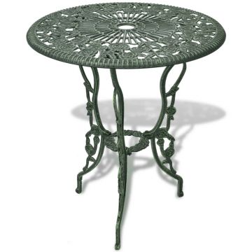 vidaXL Set mobilier de bistro, 3 piese, verde, aluminiu turnat