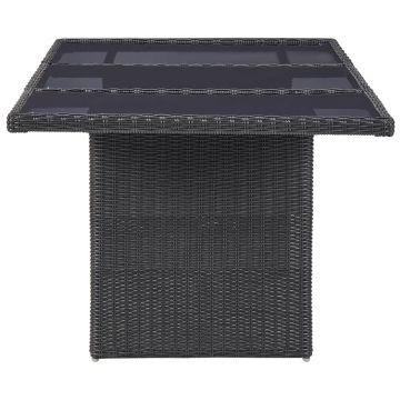 vidaXL Set mobilier de exterior, 7 piese, negru, poliratan