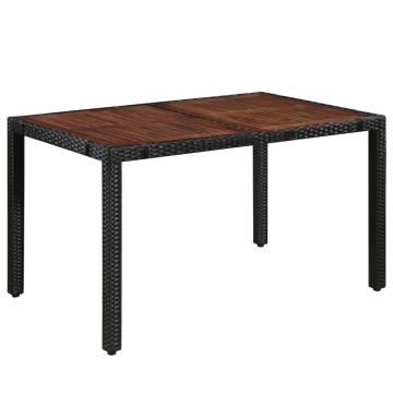 vidaXL Set mobilier de exterior 7 piese negru, poliratan, lemn acacia