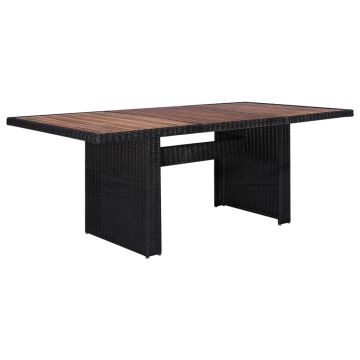 vidaXL Set mobilier de exterior, 9 piese, negru, poliratan