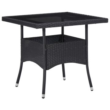 vidaXL Set mobilier de grădină, 3 piese, negru, poliratan