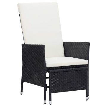 vidaXL Set mobilier de grădină cu perne, 3 piese, negru, poliratan