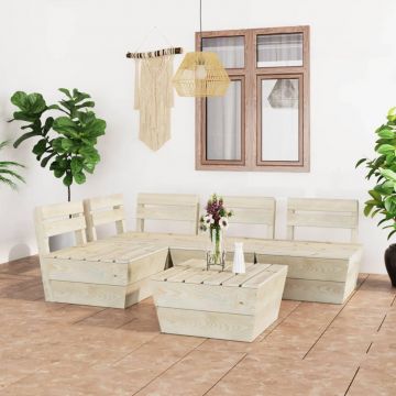 vidaXL Set mobilier grădină din paleți, 5 piese, lemn de molid tratat