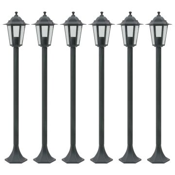 vidaXL Stâlp iluminare grădină 6 buc. E27 110 cm aluminiu verde închis