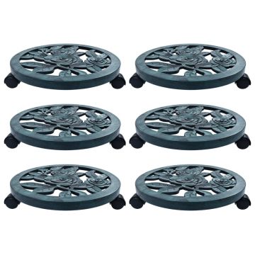 vidaXL Suporturi de plante cu role, 6 buc., verde, 38 cm, plastic