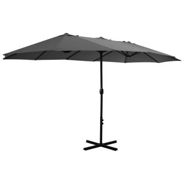 vidaXL Umbrelă de soare cu stâlp aluminiu, antracit, 460 x 270 cm