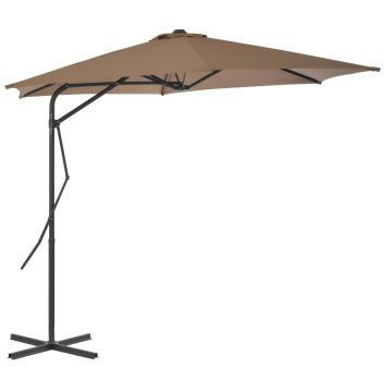 vidaXL Umbrelă de soare de exterior, stâlp din oțel, gri taupe, 300 cm