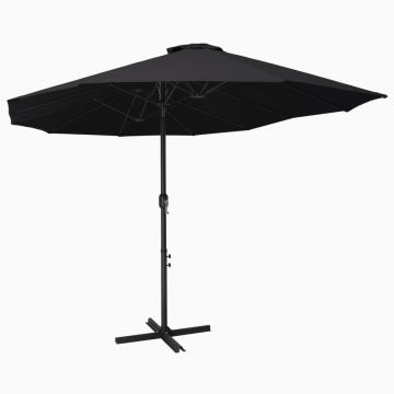 vidaXL Umbrelă de soare exterior cu stâlp aluminiu, negru, 460x270 cm