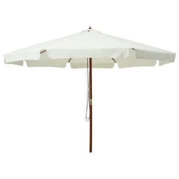 vidaXL Umbrelă soare de exterior, stâlp din lemn, alb nisipiu, 330 cm