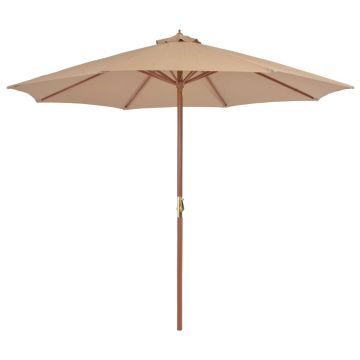 vidaXL Umbrelă soare de exterior, stâlp metalic, 300 cm, gri taupe