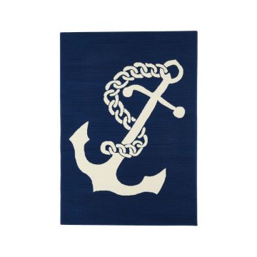 Covor potrivit pentru exterior Floorita Anchor, 133 x 190 cm, albastru închis