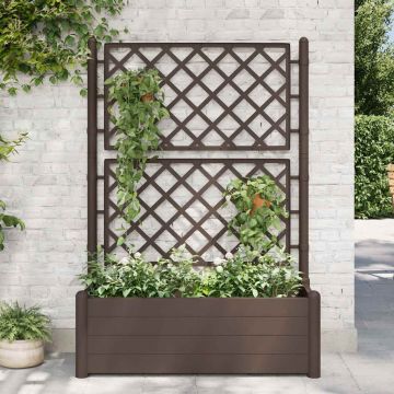 vidaXL Jardinieră de grădină cu spalier, cafeniu, 100 x 43 x 142 cm PP