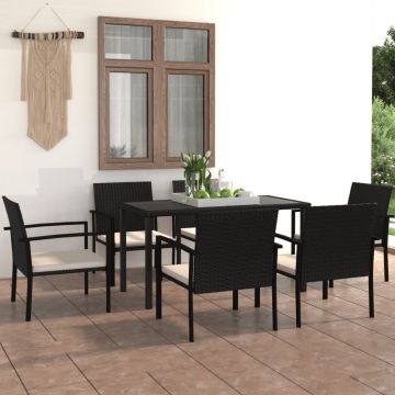 vidaXL Set de mobilier pentru grădină, 7 piese, negru, poliratan