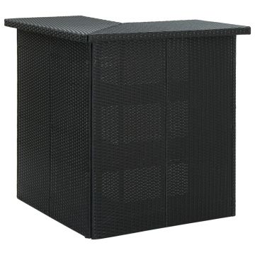 vidaXL Set mobilier bar de grădină cu perne, 4 piese, negru, poliratan