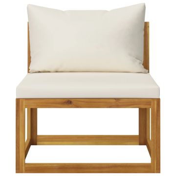 vidaXL Set mobilier de grădină, 3 piese, perne crem, lemn masiv acacia