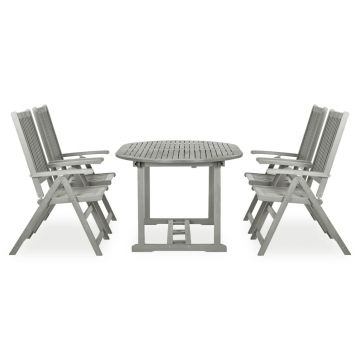 vidaXL Set mobilier de grădină, 5 piese, gri, lemn masiv de acacia