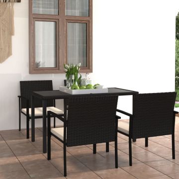 vidaXL Set mobilier de grădină, 5 piese, negru, poliratan