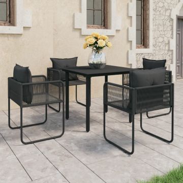 vidaXL Set mobilier de grădină, 5 piese, negru, ratan PVC