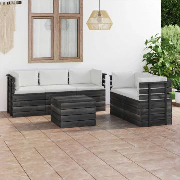 vidaXL Set mobilier de grădină din paleți, cu perne, 6 piese, lemn pin