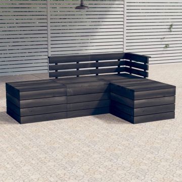 vidaXL Set mobilier grădină din paleți, 4 piese, gri închis, lemn pin