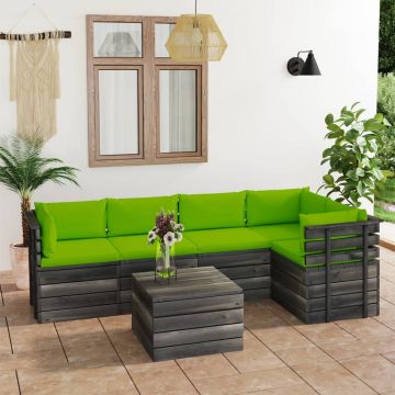 vidaXL Set mobilier grădină din paleți, cu perne, 6 piese, lemn de pin