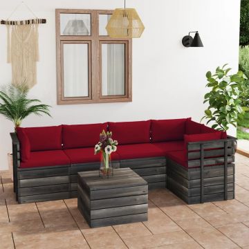 vidaXL Set mobilier grădină din paleți, cu perne, 6 piese, lemn de pin