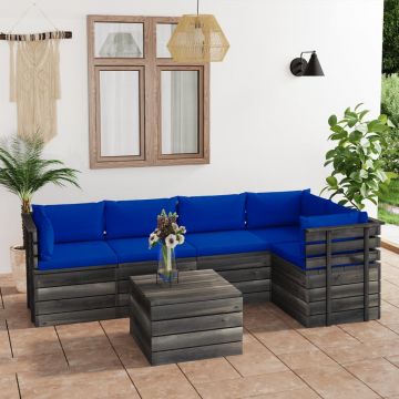 vidaXL Set mobilier grădină din paleți cu perne, 6 piese, lemn de pin