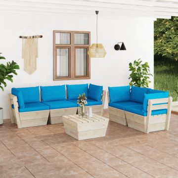 vidaXL Set mobilier grădină din paleți, cu perne, 6 piese, lemn molid