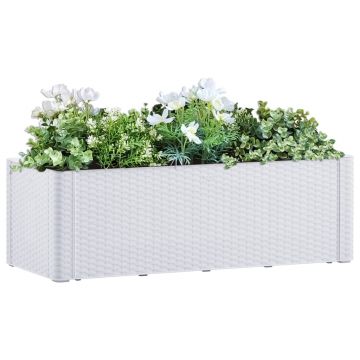 vidaXL Strat înălțat grădină cu sistem auto-udare, alb, 100x43x33 cm