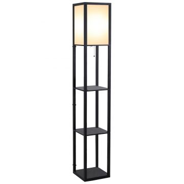 Homcom Lampa Pom cu Librarie 3 Niveluri Negru 26 x 26 x 160 cm
