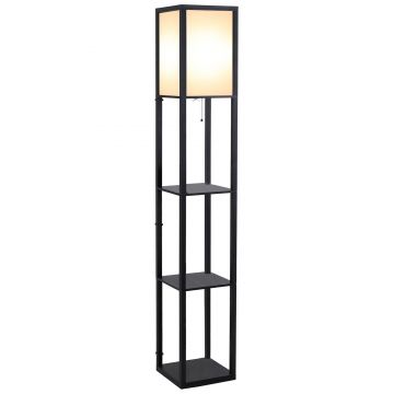 Lampa Pom cu biblioteca 3 Niveluri Negru 26 x 26 x 160 cm HOMCOM | Aosom RO