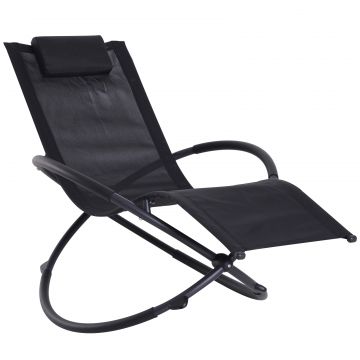 Outsunny Scaun Balansoar Modern pentru Exterior, Material Textilen Durabil, Design Ergonomic, Negru, 154x80x84cm | Aosom Romania