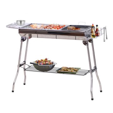 Outsunny Barbecue pe Carbune Pliabil Portabil in Otel 104x33x70cm