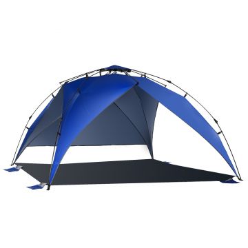 Outsunny Cort de Plajă Instantaneu cu Protecție UV, Funii și Pălării, Ușor de Asamblat, Poliester Albastru | Aosom Romania