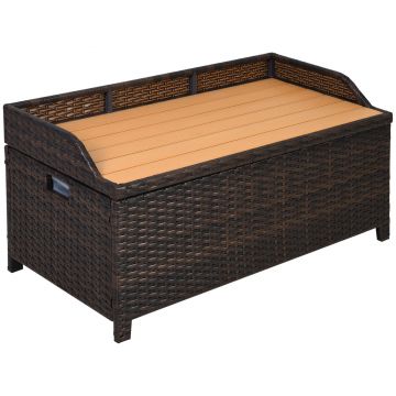 Outsunny Cufar Gradina di Ratan Multifunctional pentru Depozitare in Exterior 102x51x51cm Culoare Maro | Aosom.ro