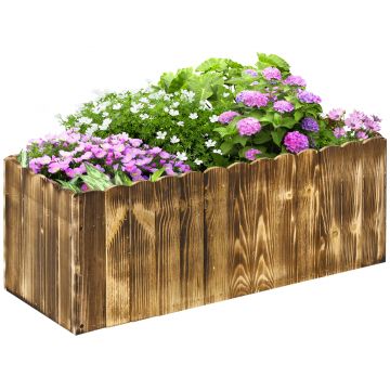 Outsunny Ghiveci Rectangular pentru Plante din lemn de Brad, 80x33x30cm