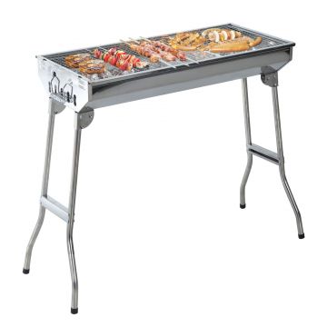 Gratar Barbecue Portabil si Pliabil Outsunny, Otel Inox, 73x33x71cm | Aosom RO