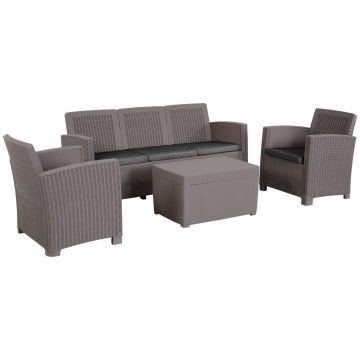 Outsunny Lounge Modular pentru Exterior din PP - Set din 4 Piese Gri