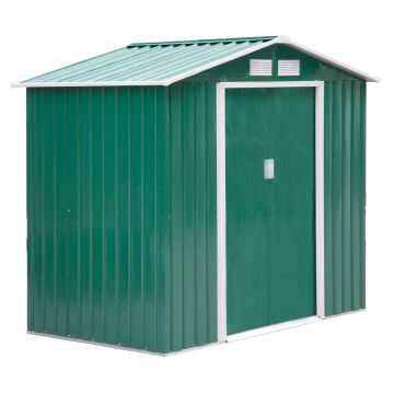 Outsunny Magazie de Grădină pentru Unelte din Tablă de Oțel cu Uși Culisante, 213x130x185 cm, Verde | Aosom Romania Outsunny Magazie de Grădină pentru Unelte din Tablă de Oțel cu Uși Culisante, 213x130x185 cm, Verde | Aosom Romania