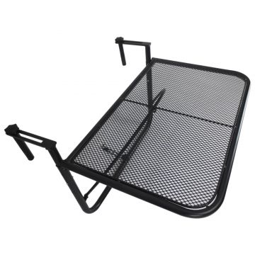 Outsunny Masuta de Balcon Suspendabila Brate si Raft Reglabile, Negru 60 x 56.5 x 45 cm