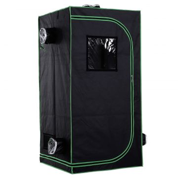 Outsunny Cort Hidroponic din Oxford 600D cu 5 Orificii de Ventilație Reglabile și Fereastră, 80x80x160 cm, Negru | Aosom Romania
