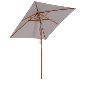 Umbrela de Gradina Outsunny Reglabila, Lemn 2x1.5m, Gri | Aosom RO