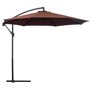 Outsunny Umbrela Soare Descentrata de Gradina cu Colt Inclinabil din Metal si Poliester, Cafea, Φ3×2.6m 